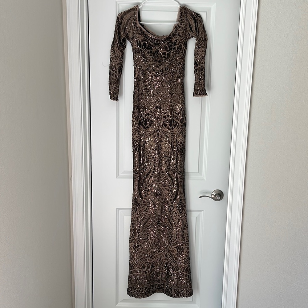 Retro 20’s Nude/Brown Sequined Dress.